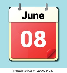 day on the calendar, vector image format, June 08