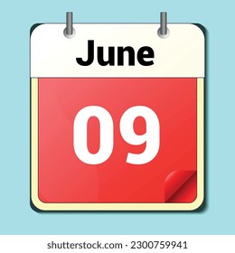 day on the calendar, vector image format, June 09
