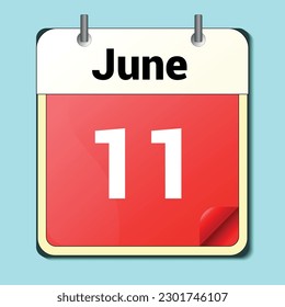 day on the calendar, vector image format, June 11