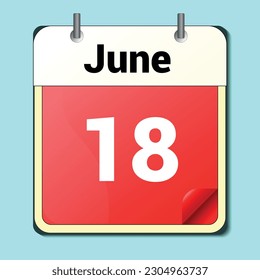day on the calendar, vector image format, June 18