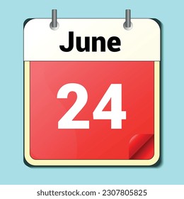 day on the calendar, vector image format, June 24