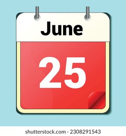day on the calendar, vector image format, June 25