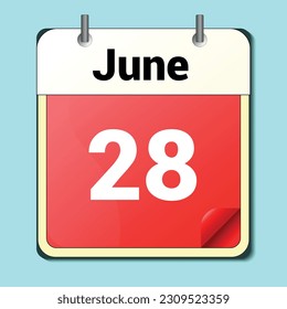 day on the calendar, vector image format, June 28