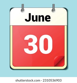 day on the calendar, vector image format, June 30