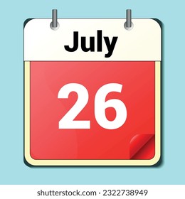 día en el calendario, formato de imagen vectorial, 26 de junio