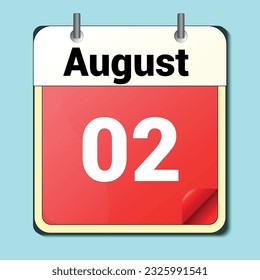 day on the calendar, vector image format, August 02