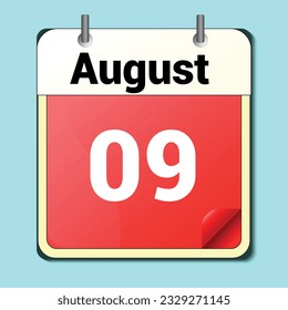 day on the calendar, vector image format, August 09