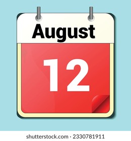 jour sur le calendrier, format d'image vectorielle, 12 août