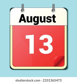 jour du calendrier, format d'image vectorielle, 13 août
