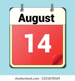 jour du calendrier, format d'image vectorielle, 14 août