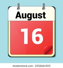 jour sur le calendrier, format d'image vectorielle, 16 août