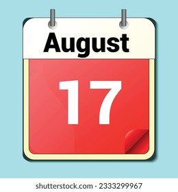 jour du calendrier, format d'image vectorielle, 17 août