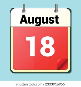 day on the calendar, vector image format, August 18
