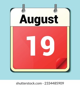 jour du calendrier, format d'image vectorielle, 19 août