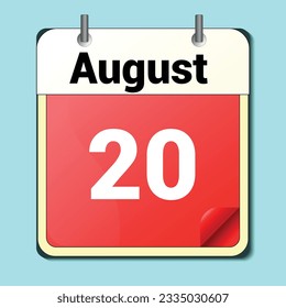 jour sur le calendrier, format d'image vectorielle, 20 août