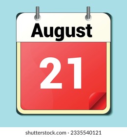 day on the calendar, vector image format, August 21