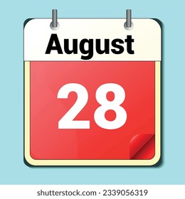 jour sur le calendrier, format d'image vectorielle, 28 août