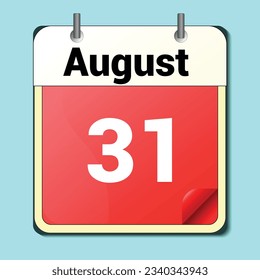 jour du calendrier, format d'image vectorielle, 31 août