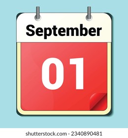 day on the calendar, vector image format, September 01