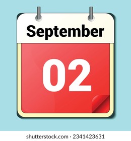 day on the calendar, vector image format, September 02