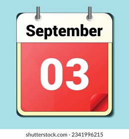 day on the calendar, vector image format, September 03