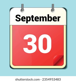 day on the calendar, vector image format, September 30