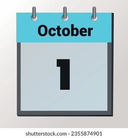 day on the calendar, vector image format, October 1