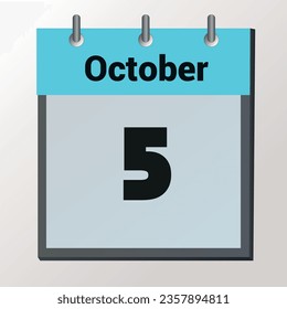 day on the calendar, vector image format, October 5