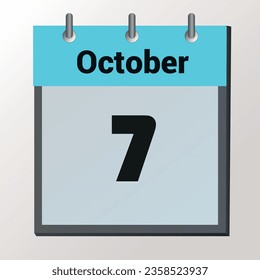 day on the calendar, vector image format, October 7