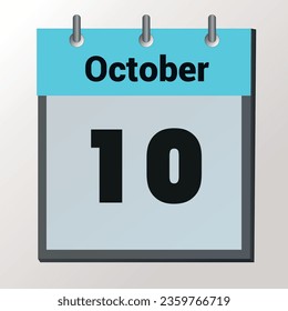 día en el calendario, formato de imagen vectorial, 10 de octubre