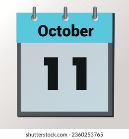 day on the calendar, vector image format, October 11