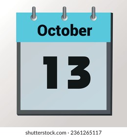 day on the calendar, vector image format, October 13