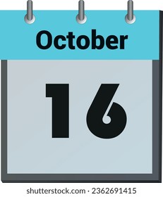 day on the calendar, vector image format, October 16