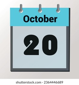 día en el calendario, formato de imagen vectorial, 20 de octubre