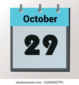 day on the calendar, vector image format, October 29