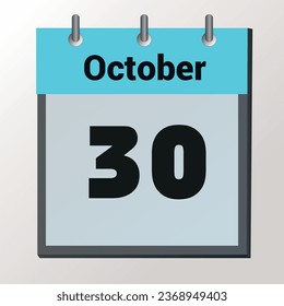 day on the calendar, vector image format, October 30