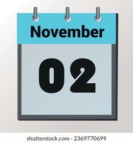 day on the calendar, vector image format, November 02