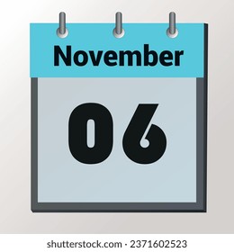 day on the calendar, vector image format, November 06