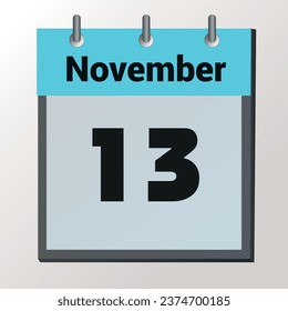 day on the calendar, vector image format, November 13