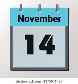 day on the calendar, vector image format, November 14