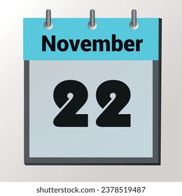 day on the calendar, vector image format, November 22