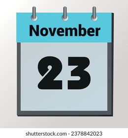 día en el calendario, formato de imagen vectorial, 23 de noviembre