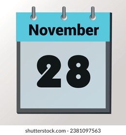 día en el calendario, formato de imagen vectorial, 28 de noviembre