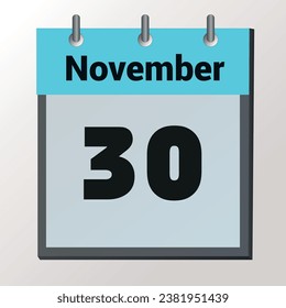 day on the calendar, vector image format, November 30