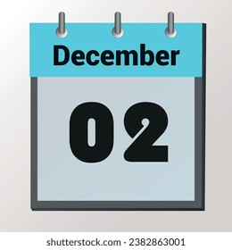 day on the calendar, vector image format, December 02