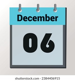 day on the calendar, vector image format, December 06