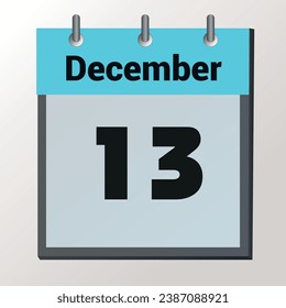 day on the calendar, vector image format, December 13
