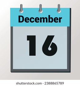 day on the calendar, vector image format, December 16