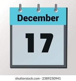 día en el calendario, formato de imagen vectorial, 17 de diciembre