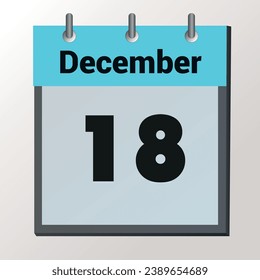 día en el calendario, formato de imagen vectorial, 18 de diciembre